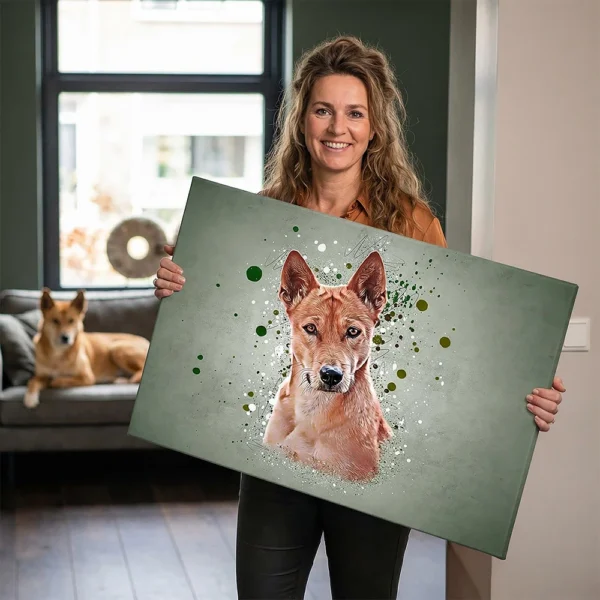 Kleurrijk en spetterend, creatief Splash wall-art op canvas van je huisdier.