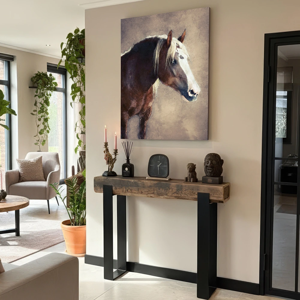 Portret van je paard (of ander huisdier) aan de muur als herinnering. Wallart op maat.