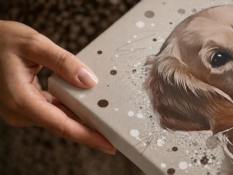 close-up splash dierenportret op canvas