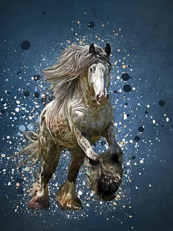 Splash portret van paard, zeer kleurrijk