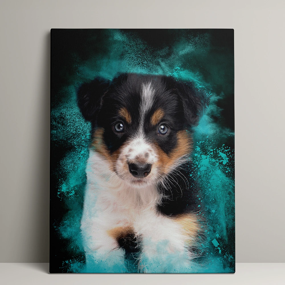 Powder huisdier portret. Pets and Pictures: een kunstwerk, gemaakt van jouw foto.