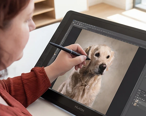 Stap 2: Ik teken jouw dier. Na goedkeuring van het voorbeeld, wordt je portret afgedrukt en verzonden.