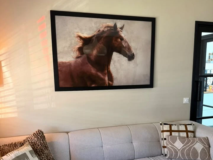 Klantfoto — paardenportret aan de muur