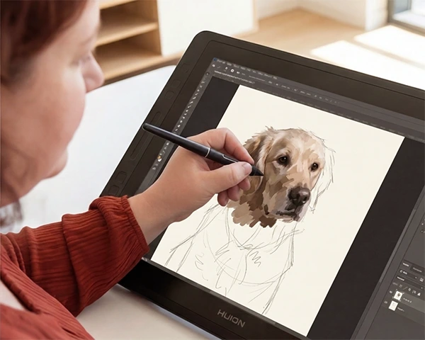 Femke maakt een echt handgetekend dierenportret vanaf jouw ingestuurde foto.