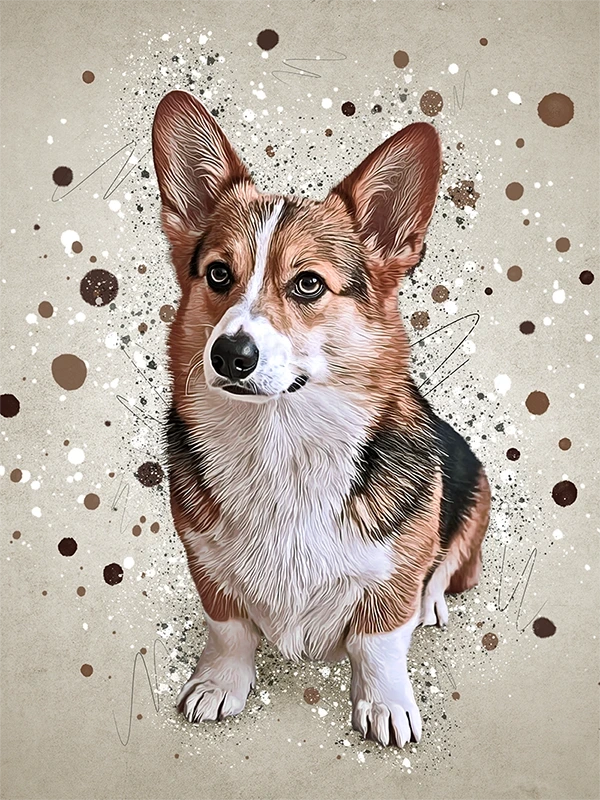 Dierenportret handgetekend op basis van jouw foto - Splash stijl